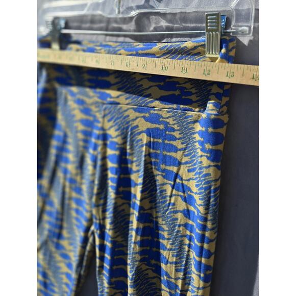 LuLaRoe Leggings Womens One Size Blue Tan Giraffes Print Soft Yoga Waist Stretch - Picture 3 of 7